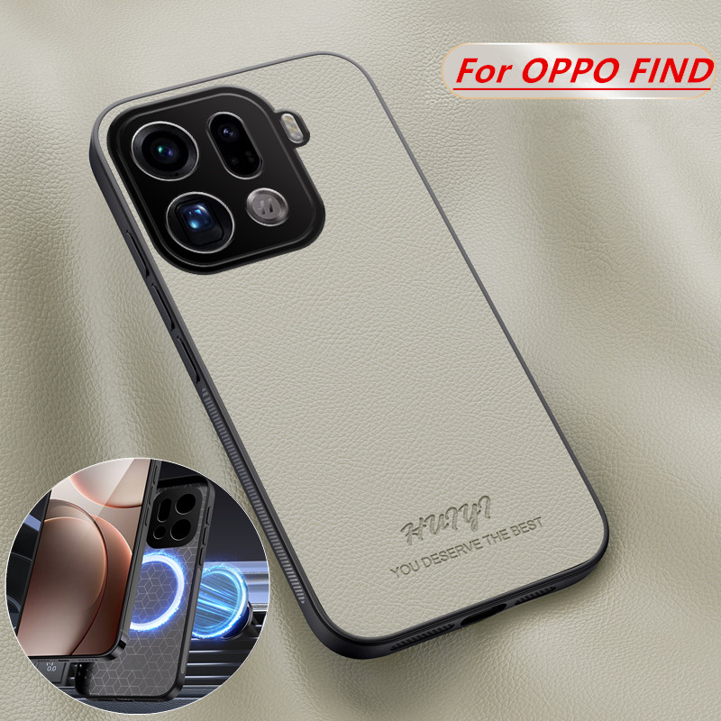 Oppo Find X8 - Funda magnética de cuero con imán