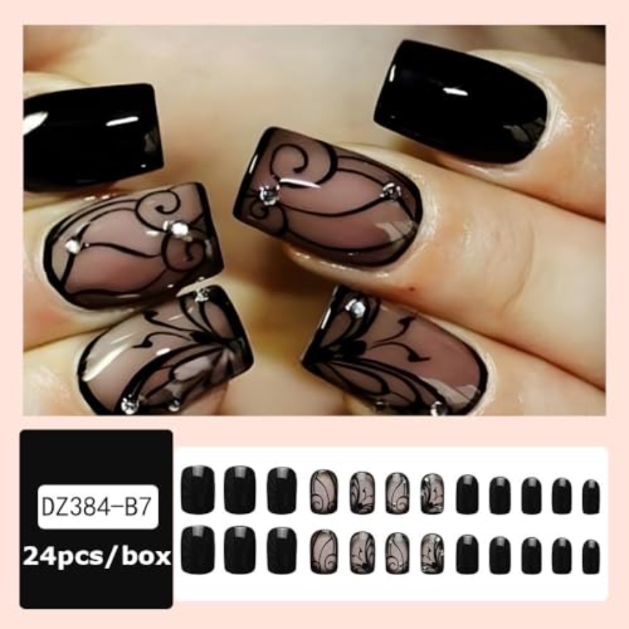 Uñas postizas cuadradas cortas - Full Cover Adhesive reseña y precio